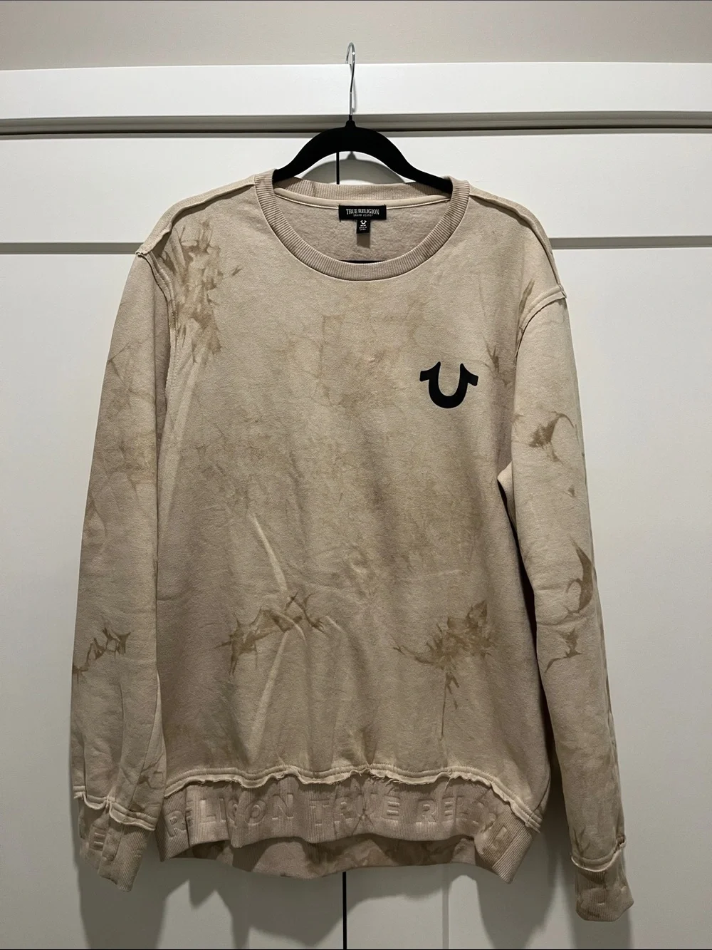 True Religion Neutral Beige Crewneck Sweatshirt